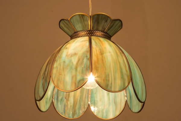 Elegant Floral Carved Glass Ceiling Light