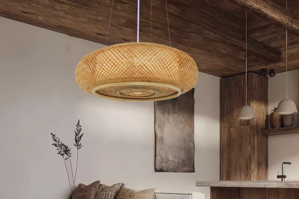 Cozy Interior Design with Organic Rattan Pendant Light