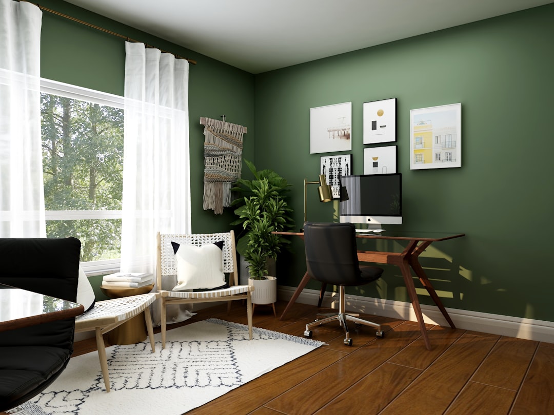 Photo mid century home office lighting