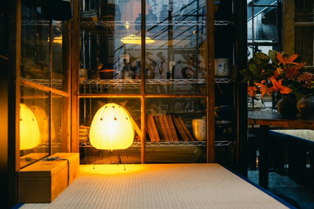 Photo wabi sabi reading nook lamp